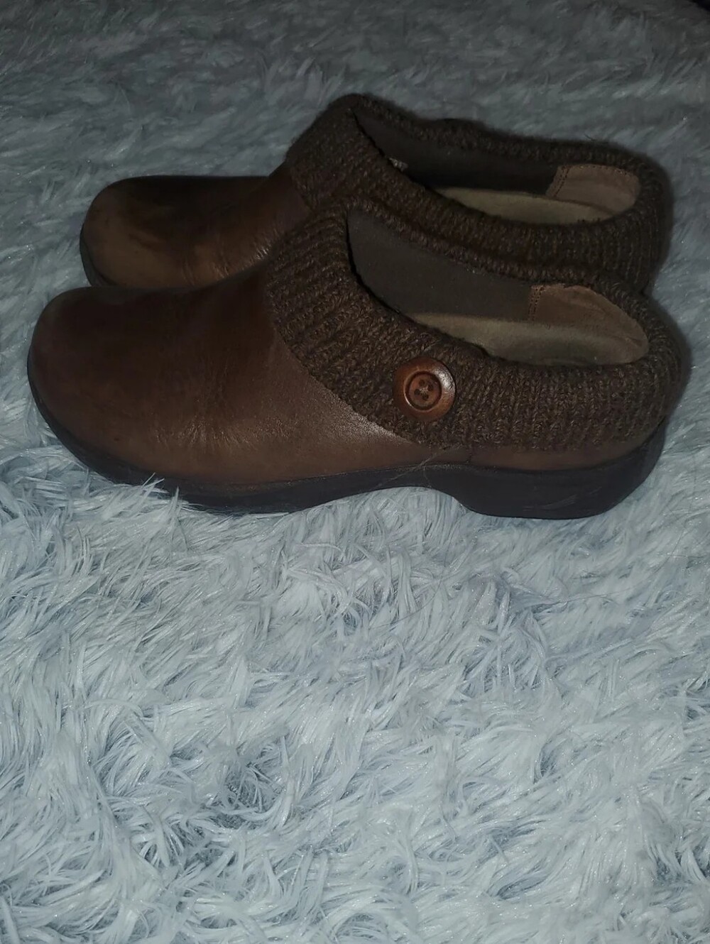 **Dansko Kenzie Brown Leather Knit Slip-On Clogs Shoes Women’s EU 41 US 10.5-11*